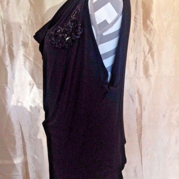 Beautiful! Lafiance ~ Black Beaded 95%Rayon Sleeveless Tunic Top Size ~ XL - Picture 7 of 7